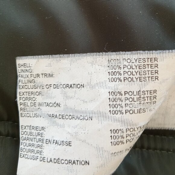 NAUTICA Long Dark Green Puffer Jacketw/detachable faux fur trimmed hood - size S - Picture 8 of 8